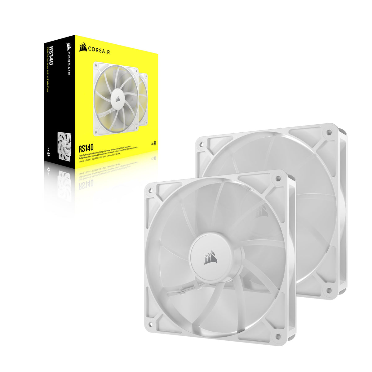 CORSAIR RS120 ARGB 120mm PWM Fans – Daisy-Chain Connection – Low-Noise – Magnetic Dome Bearing – Triple Pack – White