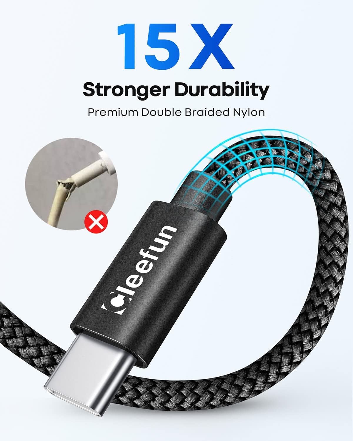 CLEEFUN 3M USB C Cable (2-Pack), Long PS5 Controller Charger Fast Charging