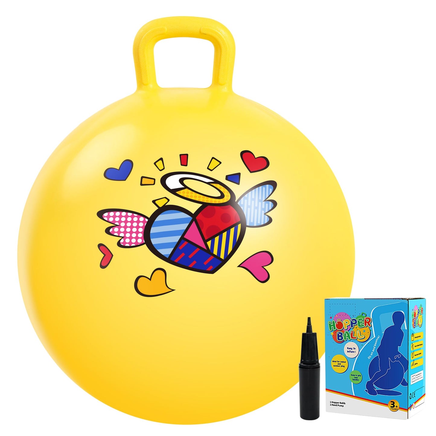 Vastoy 20 Inch Space Hopper Ball for Kids 6-9 Years - Anti-Slip Space Hopper with Hand Pump, Bouncy Inflatable Ride On Toy for Indoor Outdoor Fun, for Children (Blue Eyes)