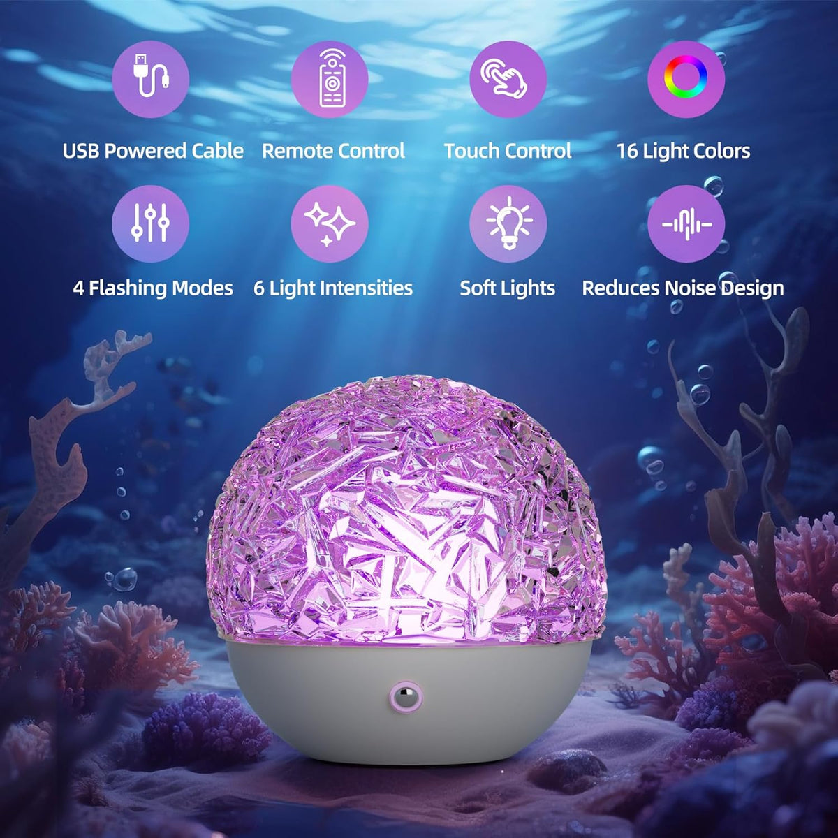 Fokky Sensory Night Light - 16 Colors Ocean Wave Bedside Lamp