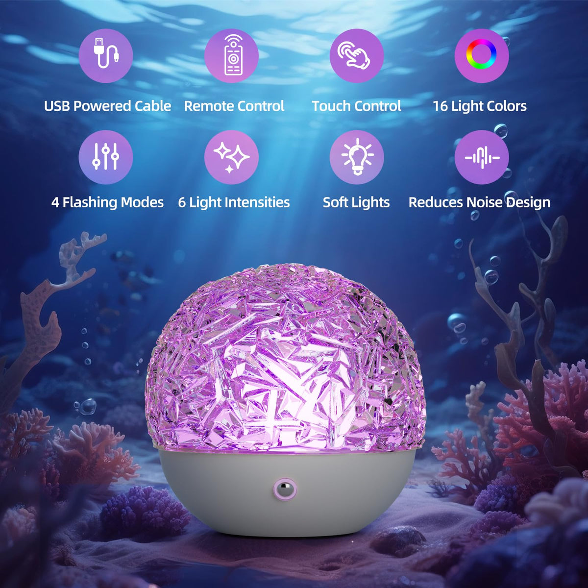 Fokky Sensory Night Light - 16 Colors Ocean Wave Bedside Lamp