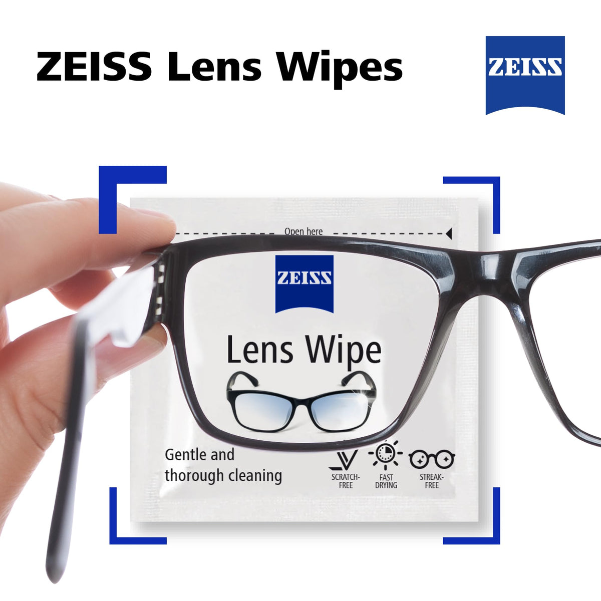 ZEISS Sunglasses Wipes, Removes Fingerprints, Suncream, Dirt, Dust & Oil. Individually Packed Pre-Moistened Wipes Perfect to use at Home or On-The-Go. Fast-Drying and Portable. 8 Packs x 10 Wipes