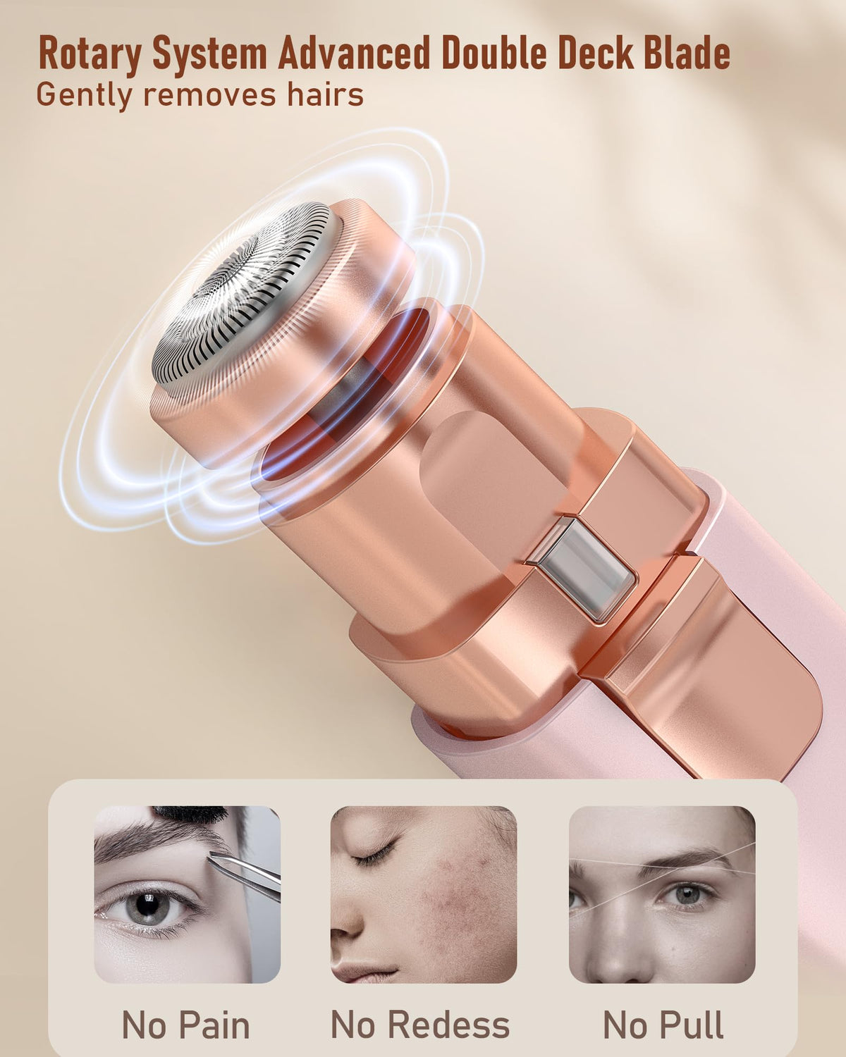 Eyebrow & Facial Hair Trimmer for Women: 2 in1 Rechargeable Facial Hair Removal and Eyebrow Shaver, Painless Shaving with Built-in LED Light - Perfect for Face, Lips, and Body