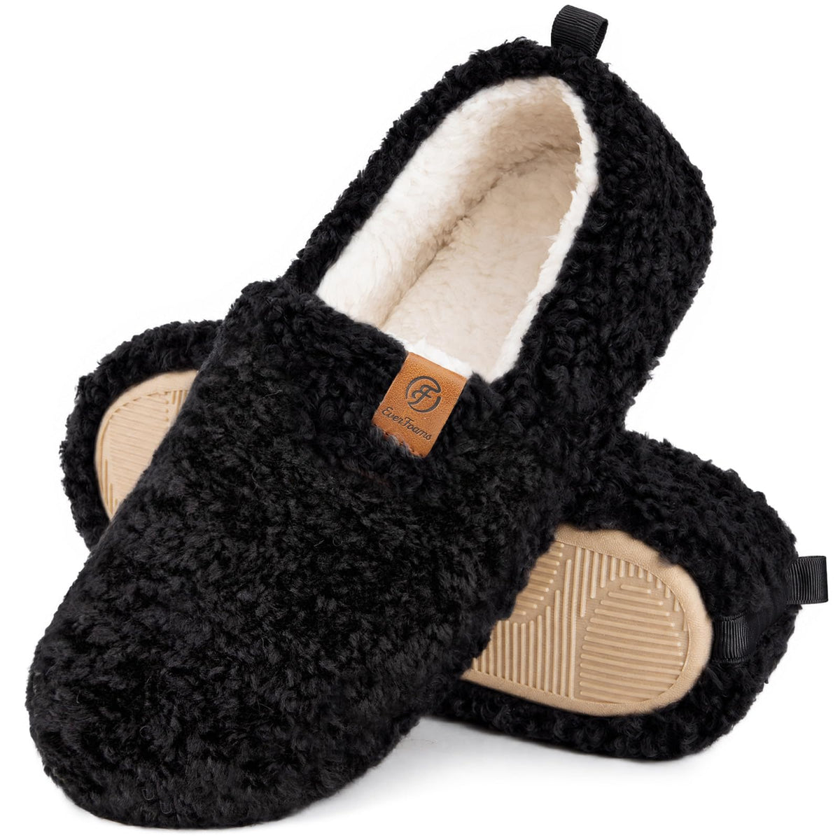 EverFoams Women's Fuzzy Full Slippers Faux Shearling Memory Foam