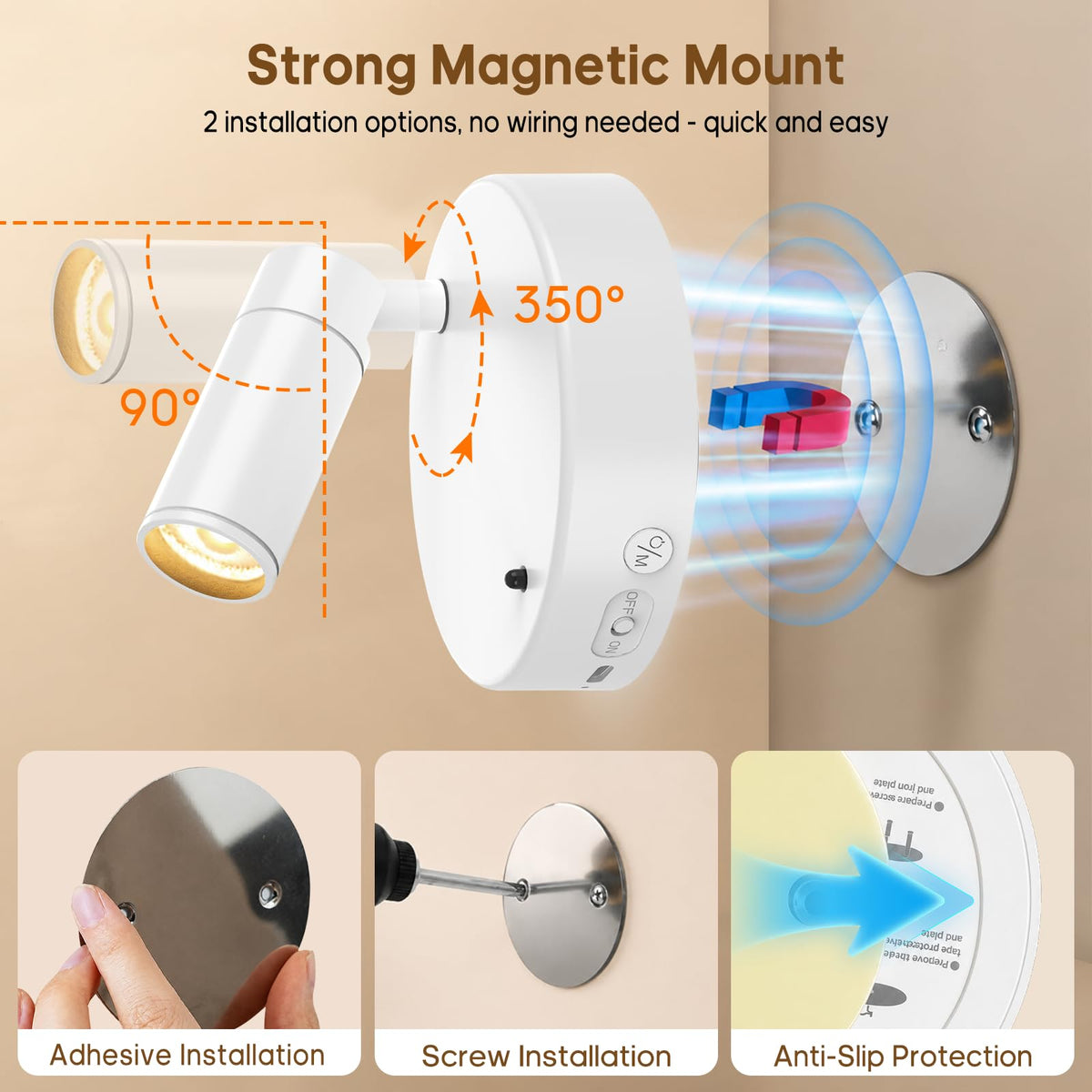 GOODEA Battery Operated Spot Light Indoor with Remote, Up to 30 Days, 3 CCT