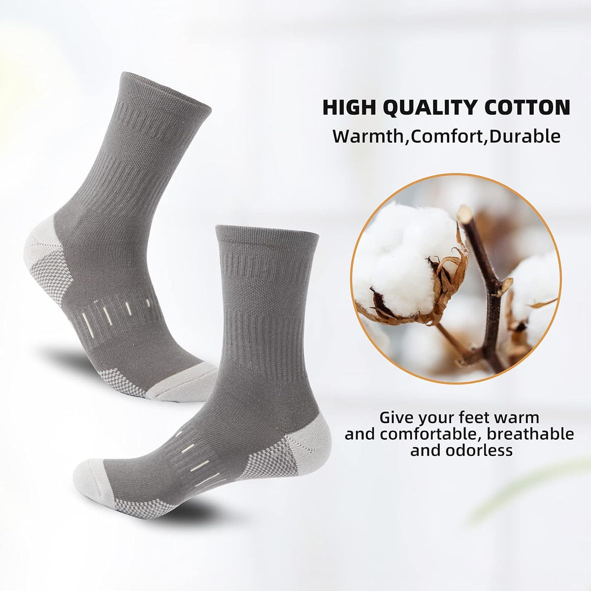 BUDERMMY Mens Socks Cushioned Work Socks Walking Socks Womens Crew Athletic Socks for Outdoor Hiking Trainer Running