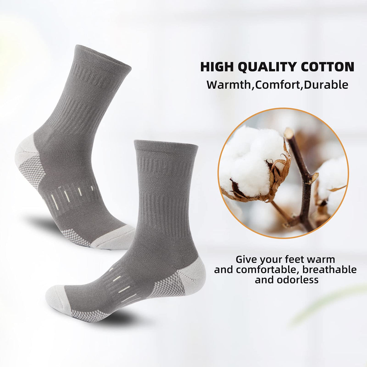 BUDERMMY Mens Socks Cushioned Work Socks Walking Socks Womens Crew Athletic Socks for Outdoor Hiking Trainer Running