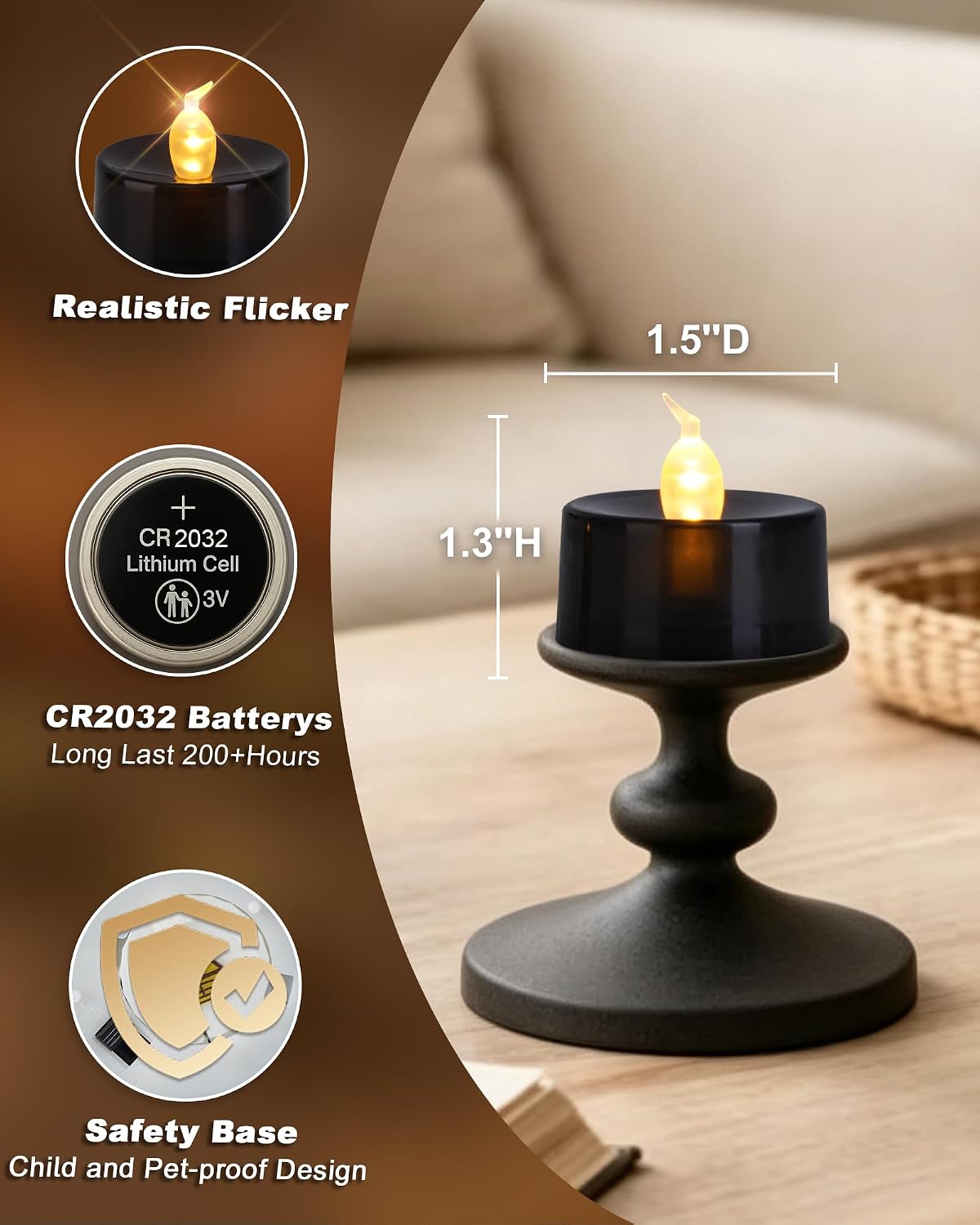 Homemory Led Battery Operated Tea Lights, Fake Electric Flickering Candles