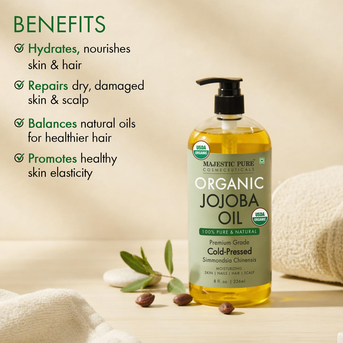 Majestic Pure Vitamin E Oil 100% Pure and Natural Oil - 236 ml
