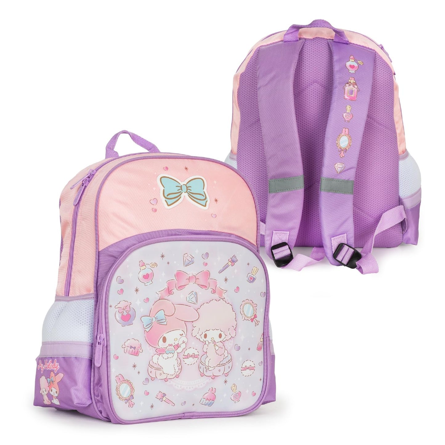 Blue Sky Studios KPop Demon Hunters HUNTR/X Backpack - Official Merchandise - Lightweight Kids School Bag with Padded Straps, Front Pocket & Silver Holographic Details - 36cm K-Pop Purple Rucksack