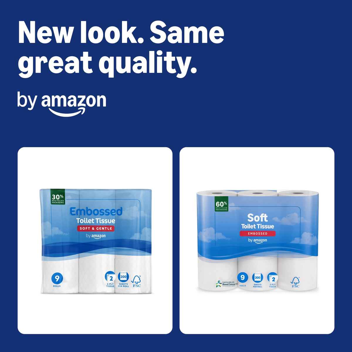 by Amazon Soft Toilet Tissue, 2-Ply, 45 Rolls (5 Pack of 9), 200 Sheets per Roll