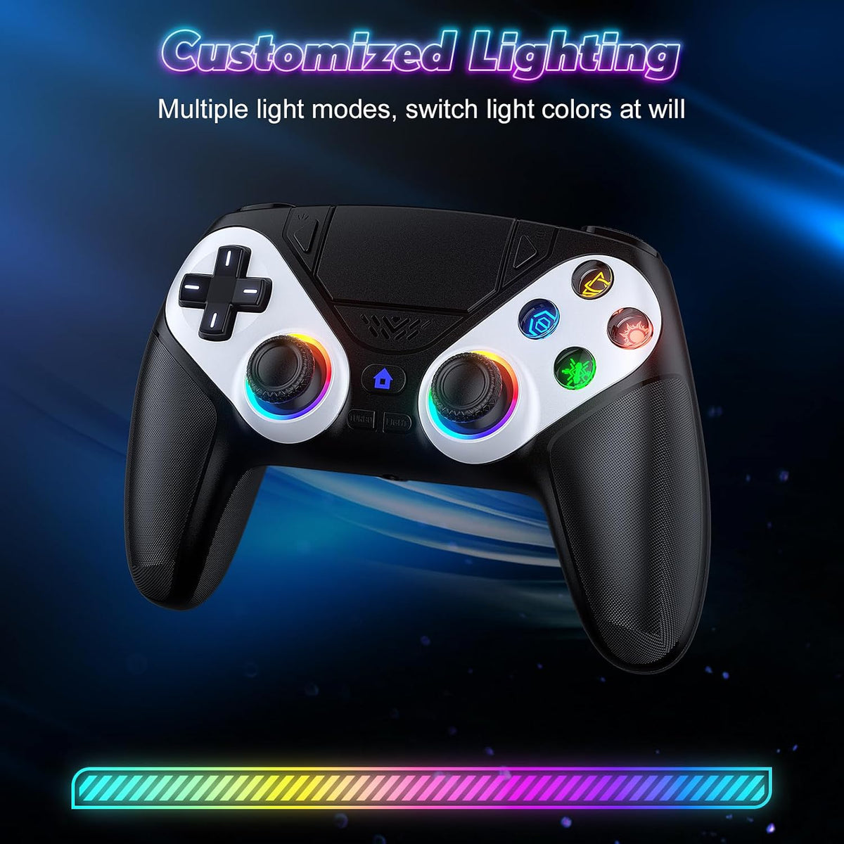 Nonbliep Wireless Controller for PS5/Slim/Pro/PC, Bluetooth Gamepad with Back Buttons, Speaker, Dual vibration, 6-Axis Sensor, Turbo, Macro, Touchpad and 3.5mm Audio Jack-Black