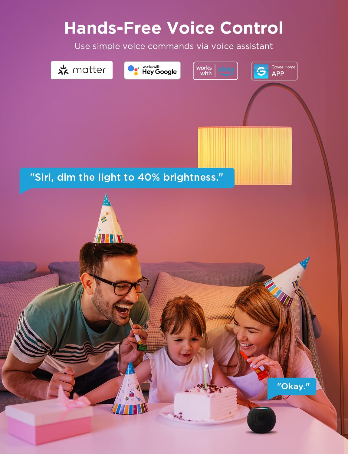 Govee RGBWW B22 Smart Bulb, 800LM, Music Sync, 54 Scenes, 2 Packs