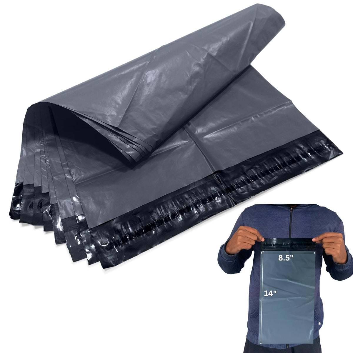 JeeJaan® 200 Small Grey Parcel Bags 4" x 6" (102 x 152mm) Strong Poly Mailer Small Postage Mailing Bags Courier Shipping Postal Bags - Posting Packing Envelopes