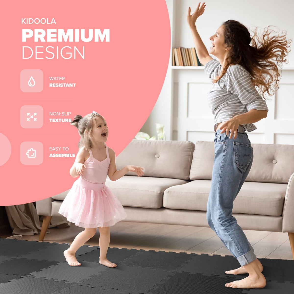 kidoola Foam Baby Play Mat (29x29cm) – Thick & Soft EVA Foam Interlocking Floor Tile Matting for Children – Large Multi Colour, Safe & Comfortable 7mm Thick Play Flooring (9pc)
