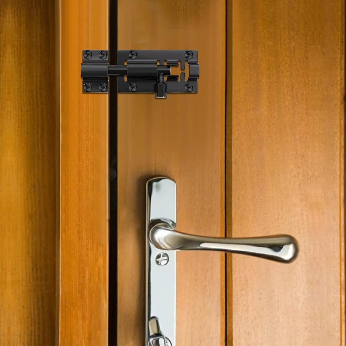 Door Lock Bolts 3"(75mm), Heavy Duty Black Door Latch Slide Bolts Lock with Screws for Bathroom Bedroom Shed Garden Toilet, 3 Inch