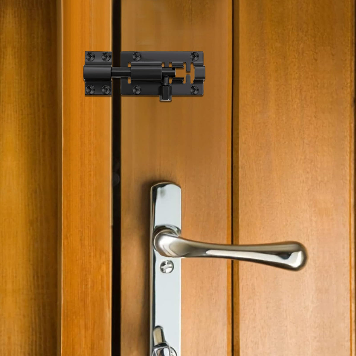 Door Lock Bolts 3"(75mm), Heavy Duty Black Door Latch Slide Bolts Lock with Screws for Bathroom Bedroom Shed Garden Toilet, 3 Inch