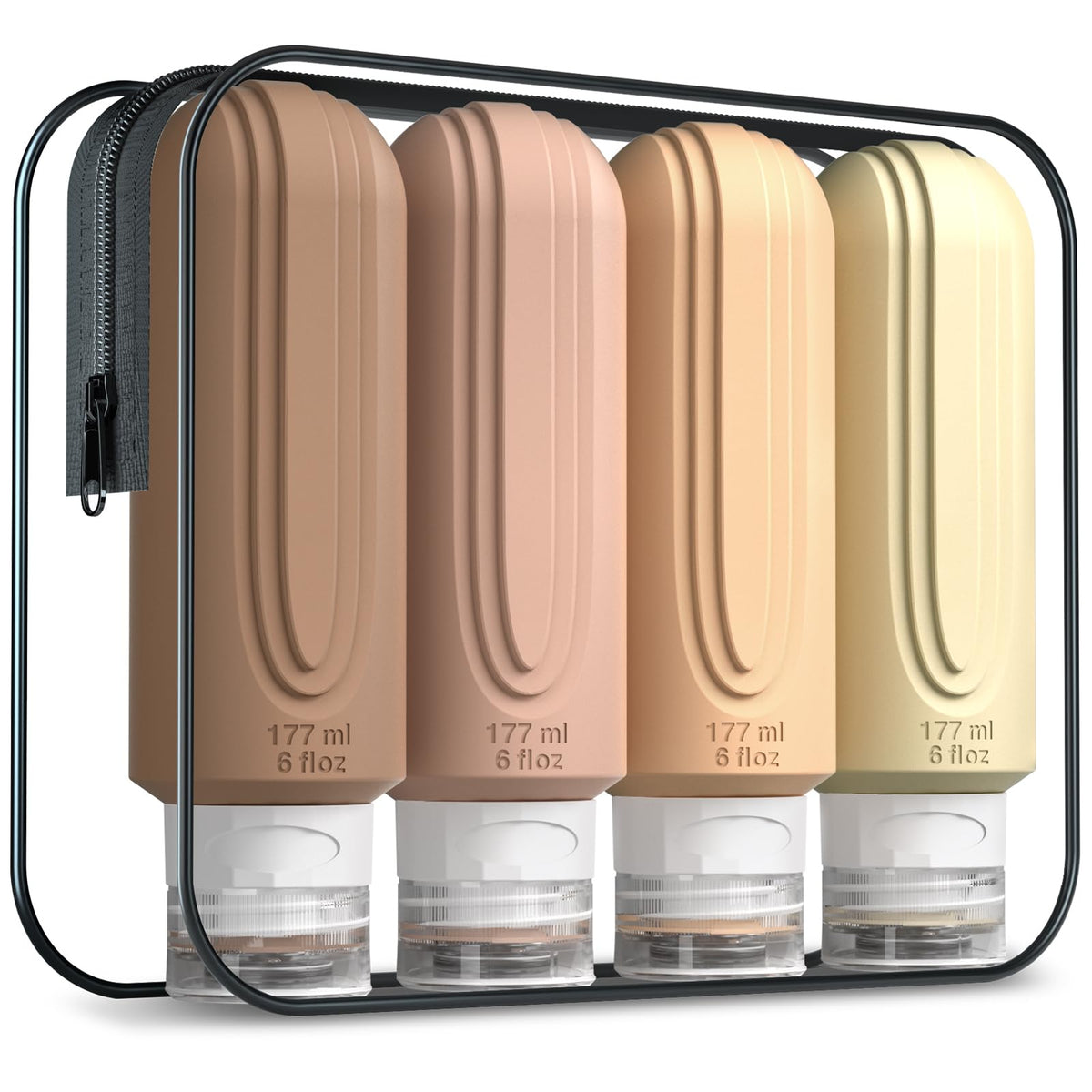 Mrsdry Travel Bottle for Toiletries, Leak Proof Silicone Travel Size 90ml Bottles Refillable Containers for Liquid Shampoo, BPA Free and TSA Approved Travel Accessories with Clear Bag (4 Pack)