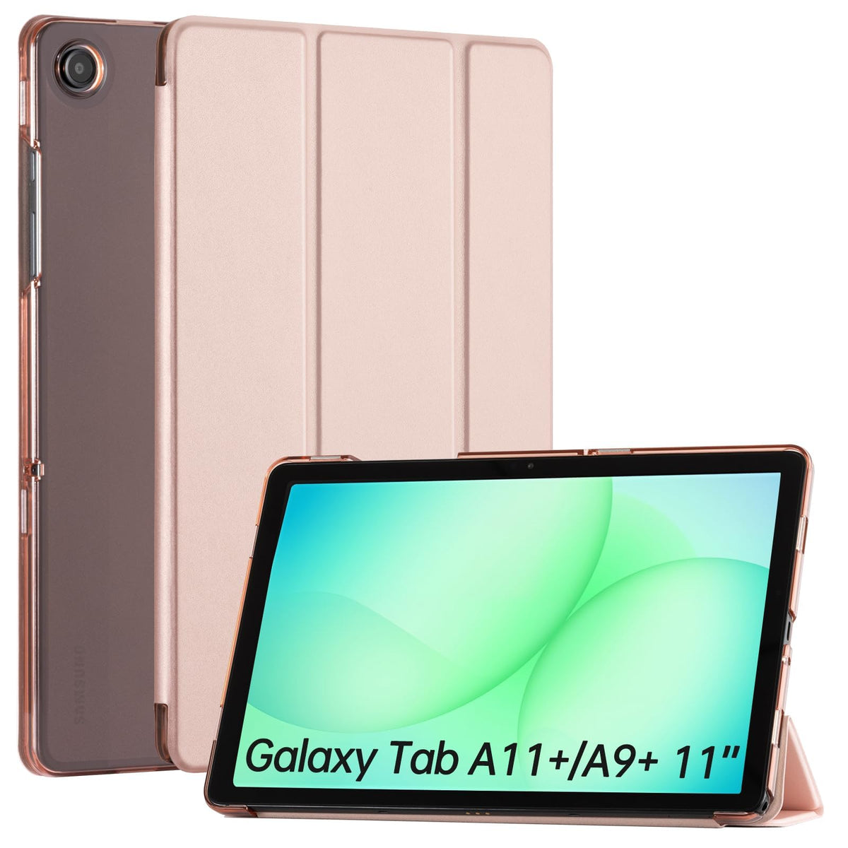 CoBak Case for Samsung Galaxy Tab A11+ Plus 11 Inch 2025/A9+ Plus 2023 - PU Leather Smart Cover with Auto Sleep/Wake for Tab A11+, Translucent Hard Shell, Multi-Viewing Angles, Green Pattern