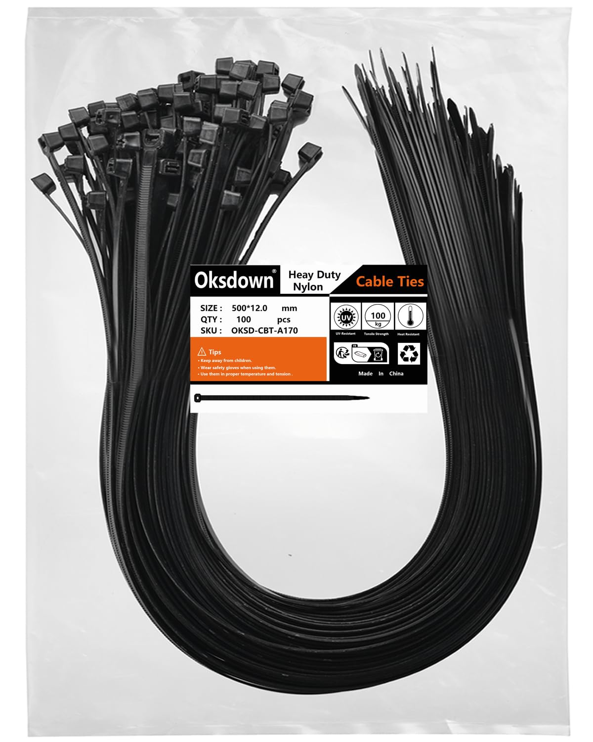 100 Pack Yellow Plastic Cable Ties 300mm×3.6mm Heavy Duty Strong Nylon Premium Self Locking 12 inch/30 cm Long Zip Tie Wraps