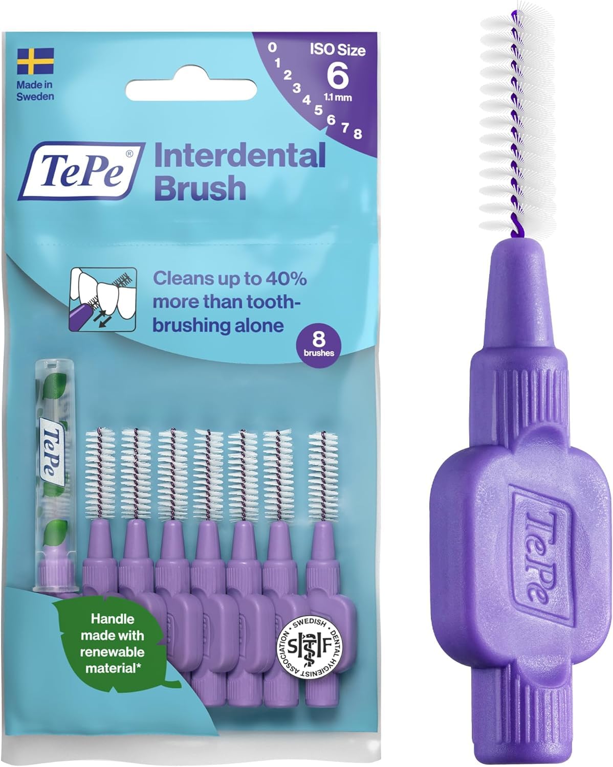 TePe Interdental Brush, Original, Blue, 0.6mm/ISO 3, 8pcs