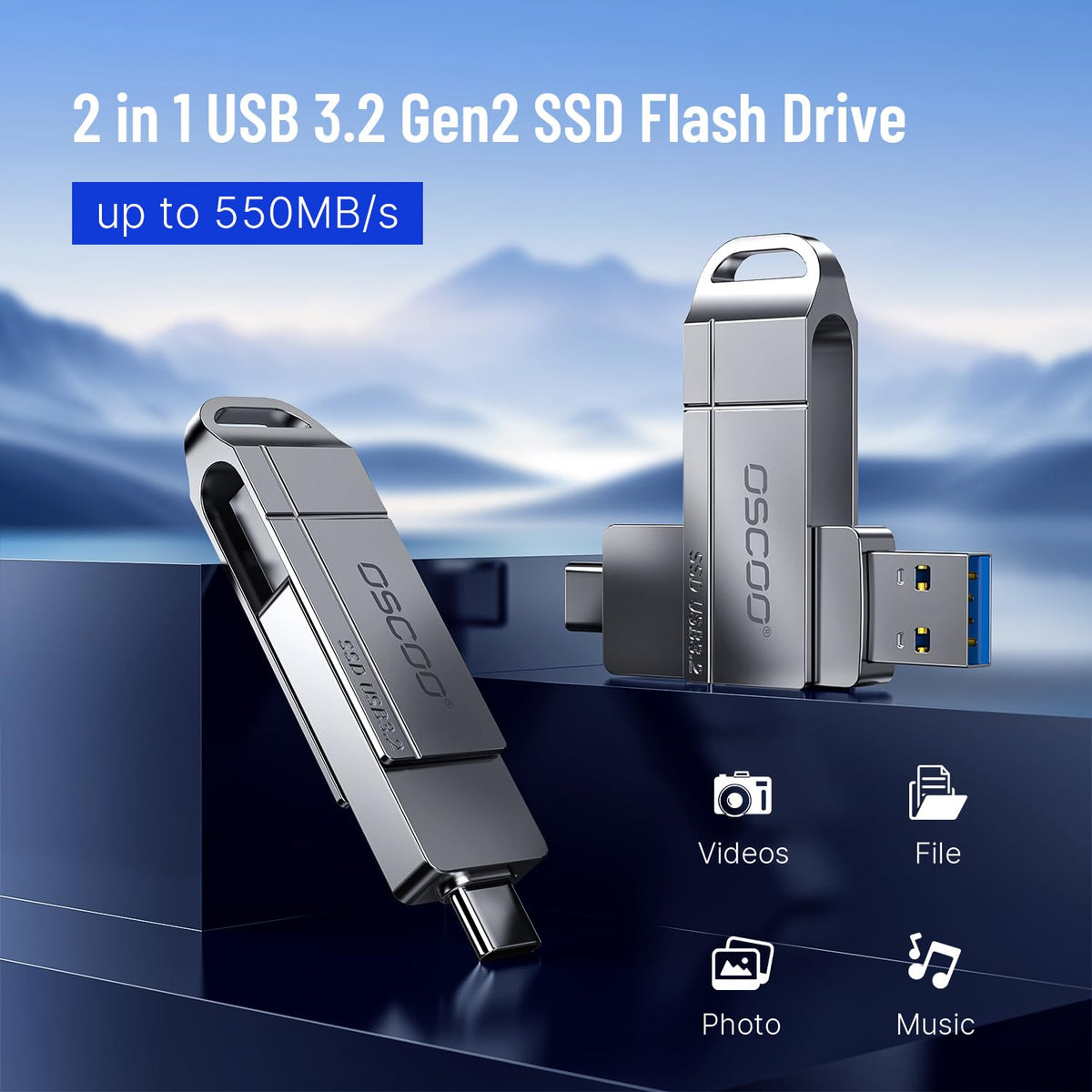 32GB USB Flash Drive, USB 3.1 Gen 1 Dual USB-C & USB-A Memory Stick, Portable Thumb Drive for iPhone 16/17/18, Mac, Android Phones, Tablets, Laptops, Mac, Windows – Photo & Video Backup