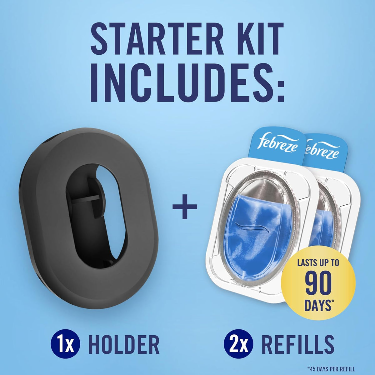 Febreze Bin Freshener Starter Kit Cotton 1 Holder + 2 Refills 2x4.88ML