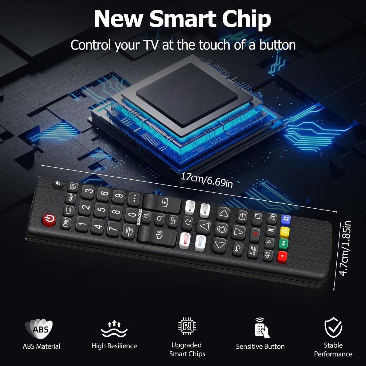 Hisense TV Remote Control, Universal Remote Control Replacement for Hisense VIDAA 4K UHD Smart TV with 12 Shortcut Buttons, No Setup Required
