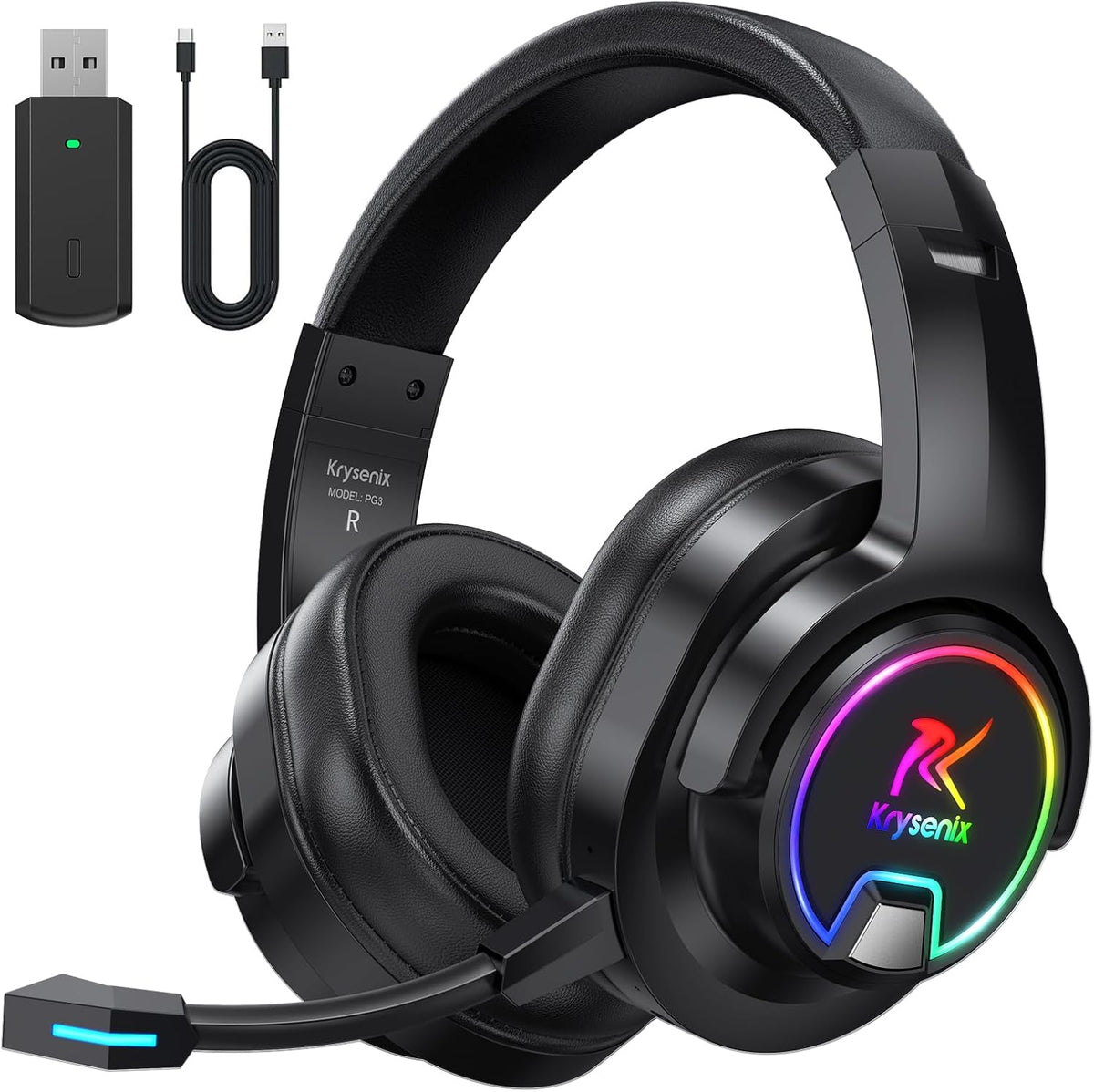 Krysenix PG3 Wireless Gaming Headset with Mic for PS5, PC, PS4, Mac, Switch