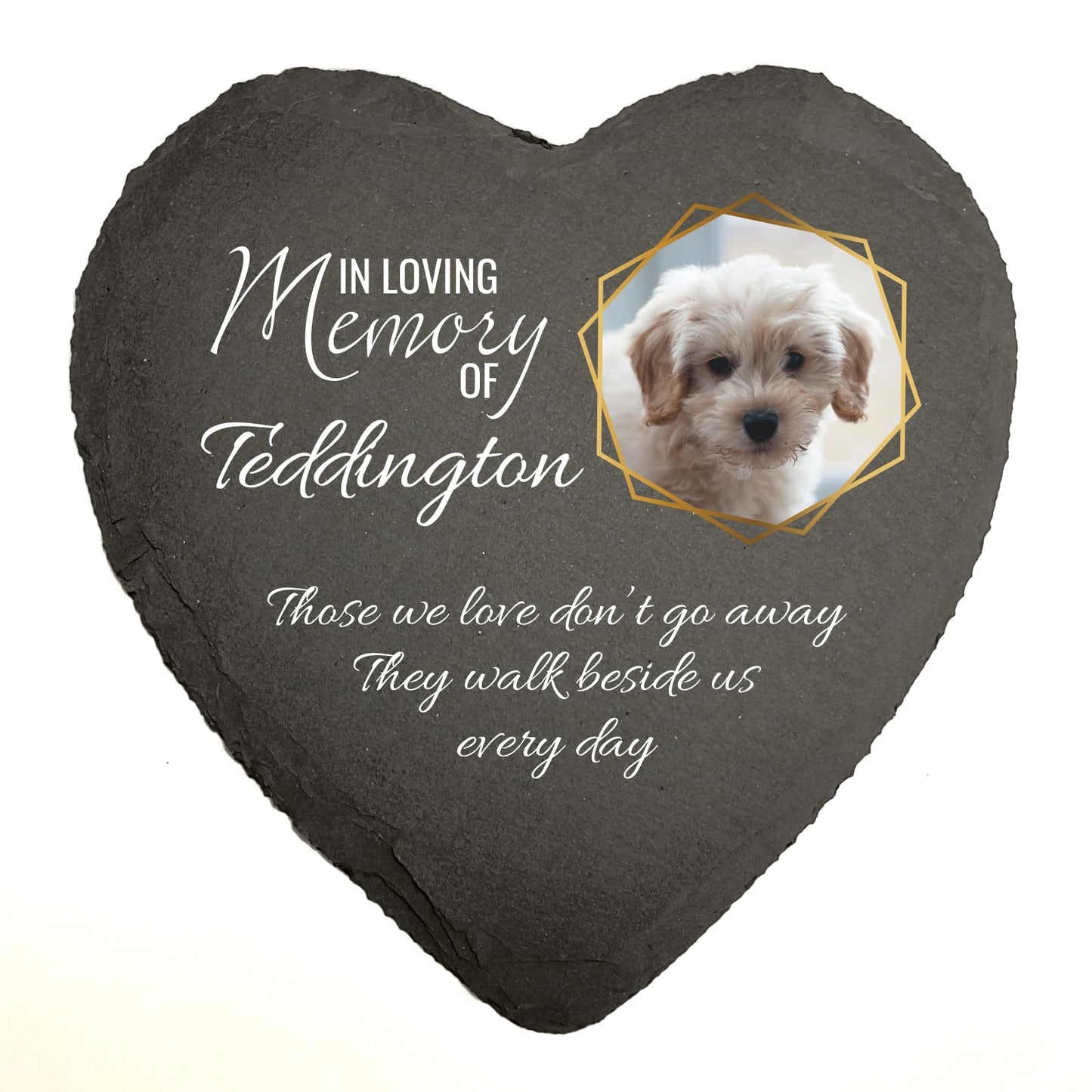 You Personalise Personalised UV Printed Photo Memorial Slate- Custom Message & Photo- Heart Slate, Optional Display Stand- Outdoor & Indoor Use- 100 x 100 mm