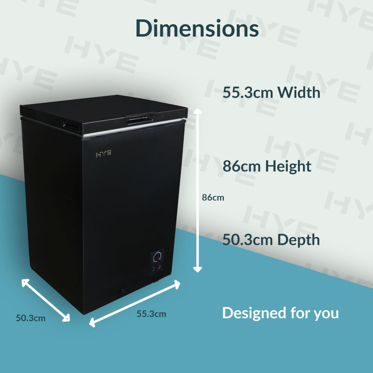 HYE Chest Freezer - 205L Capacity, Freestanding Design, Black