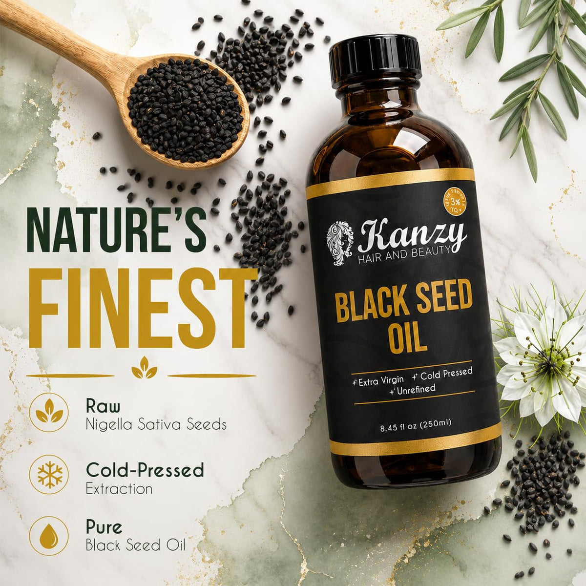 Kanzy Vitamin E Oil for Skin, Hair, Lips and Face - Naturally Sourced Multi-Purpose Plant-Based Vitamin E Oil for Hair Growth as Skincare and Haircare Product for both Men and Women (30 ml)