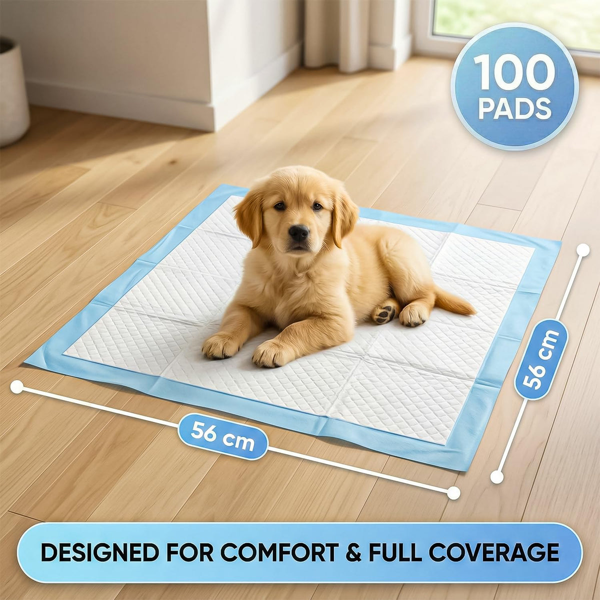 50 Pack Puppy Training Pads – 56x56cm Large Puppy Pads, Ultra-Absorbent & Leak-Proof 5-Layer Design Dog Mats for House Training, Incontinence & Pee Protection