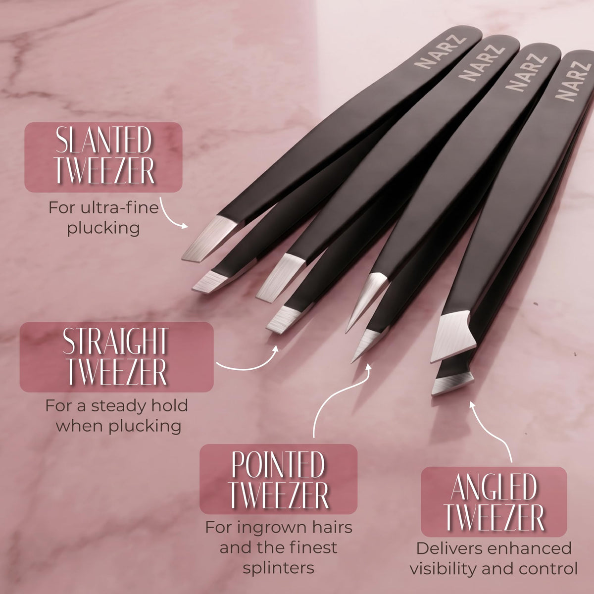 NARZ 1 Piece Professional Tweezer for Facial Hair Women & Men Stainless Steel Precision Tweezers for Ingrown Hair Tweezers for Men & Women (Shiny Black)