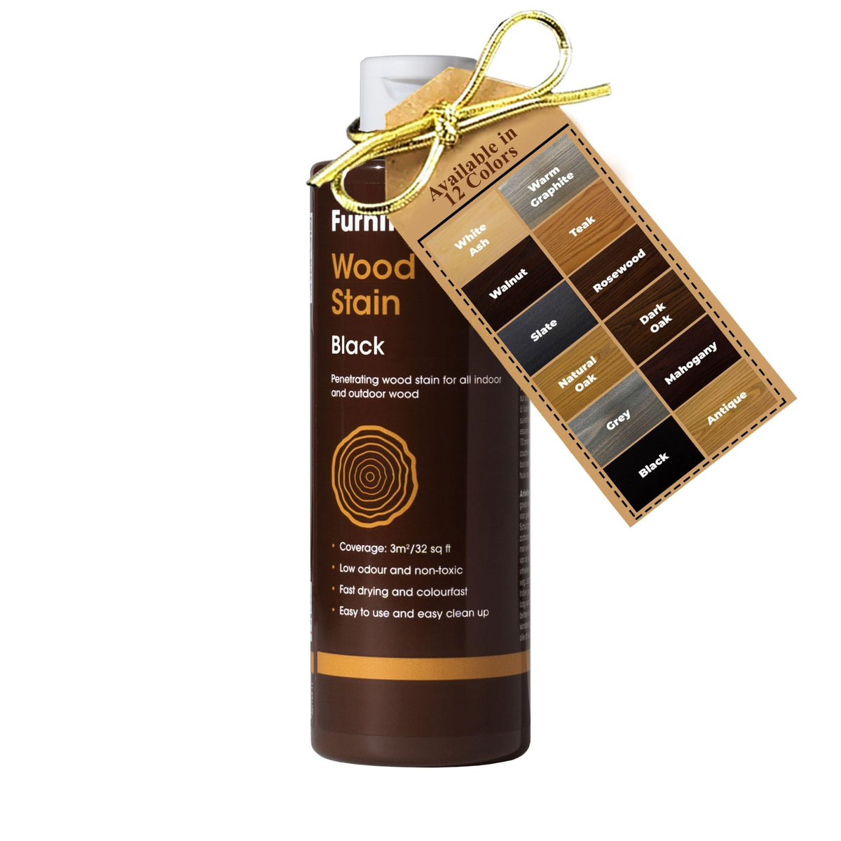 Furniture Clinic Wood Stain (Natural Oak) – Fast Drying, Highly Concentrated, and Easy-to-Apply Light Oak Wood Stain for All Indoor & Outdoor Wood – Water Based & Non-Toxic – 250ml