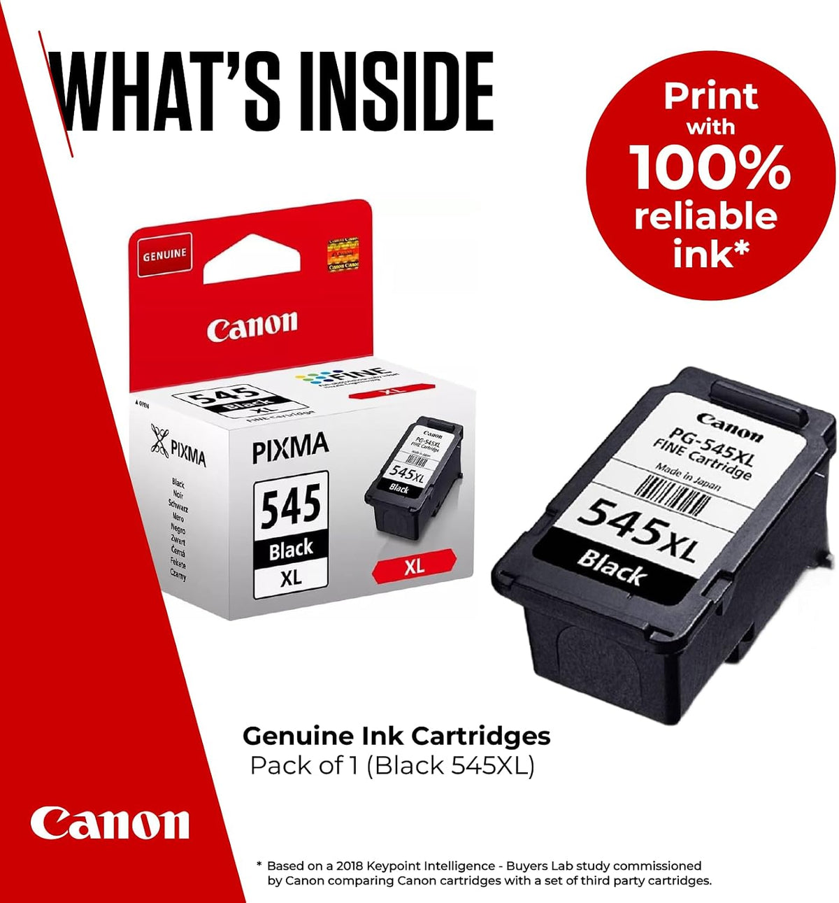 Canon Ink - PG-545XL High Yield Genuine Black Printer Ink Cartridge - Prints Up to 400 A4 Pages (1 x Cartridge)