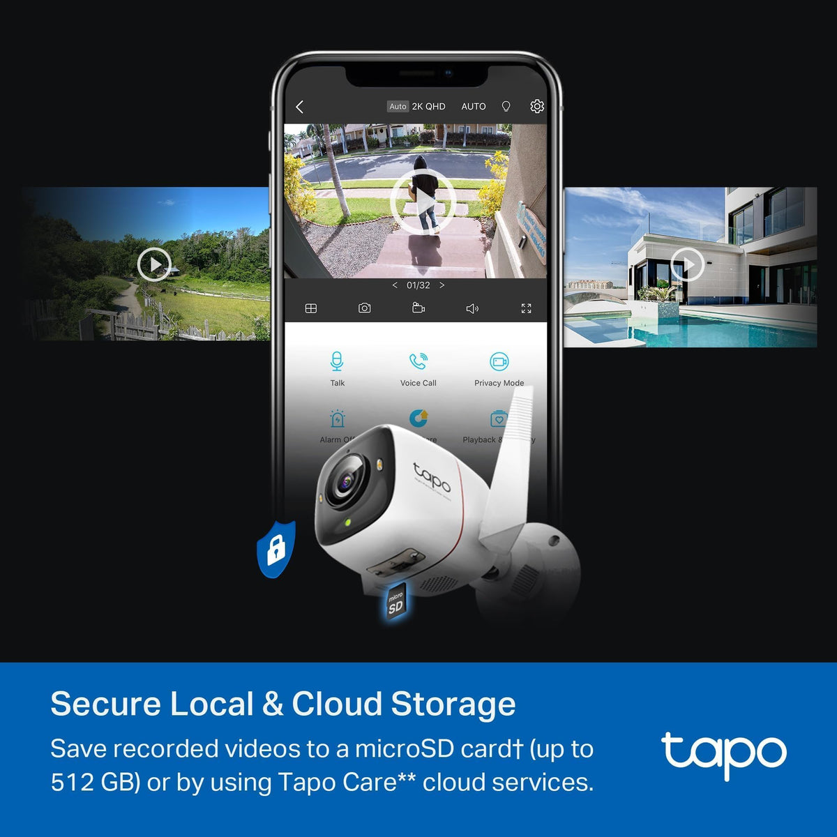 Tapo C216 2K 3MP Pan/Tilt Indoor Outdoor Security Camera Spotlights Camera