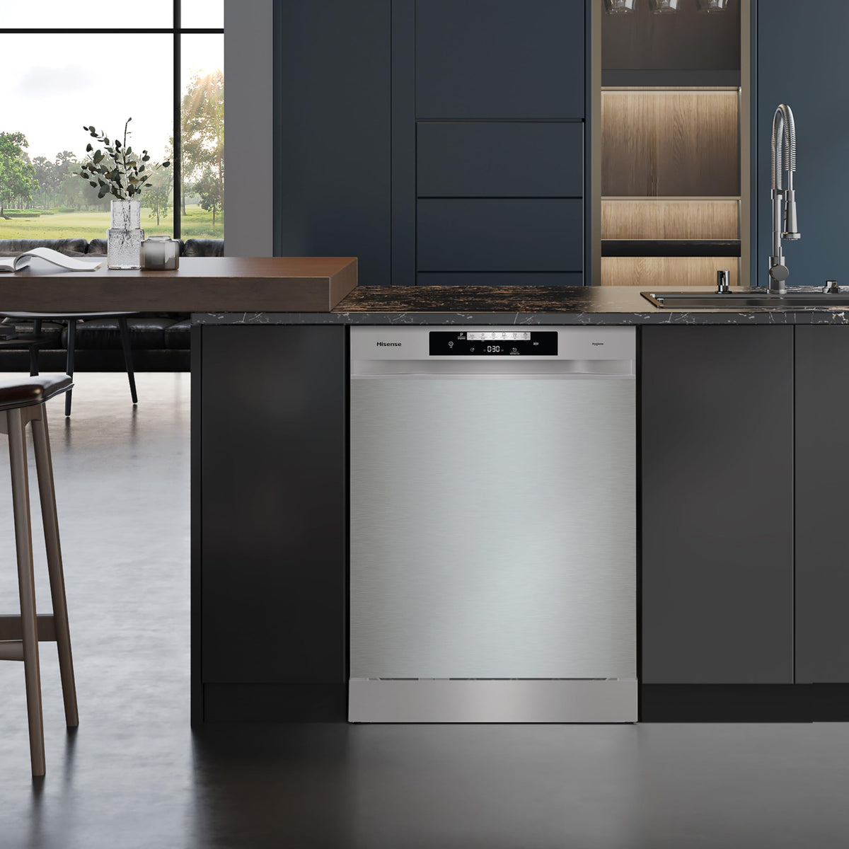 Hisense HS523E15WUK Slimline 10 Places Free Standing Dishwasher White with 30 Minutes Quick Wash [Energy Class E]