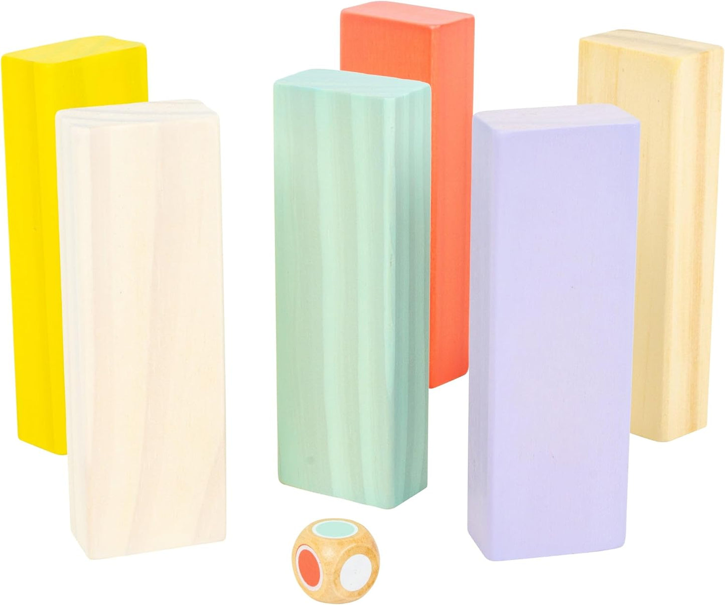 TP Toys Giant Wooden Tumble Tower FSC Certified Classic Tumbling Game with 60 Pastel Blocks & Matching Dice for Family Indoor & Outdoor Fun, Wood