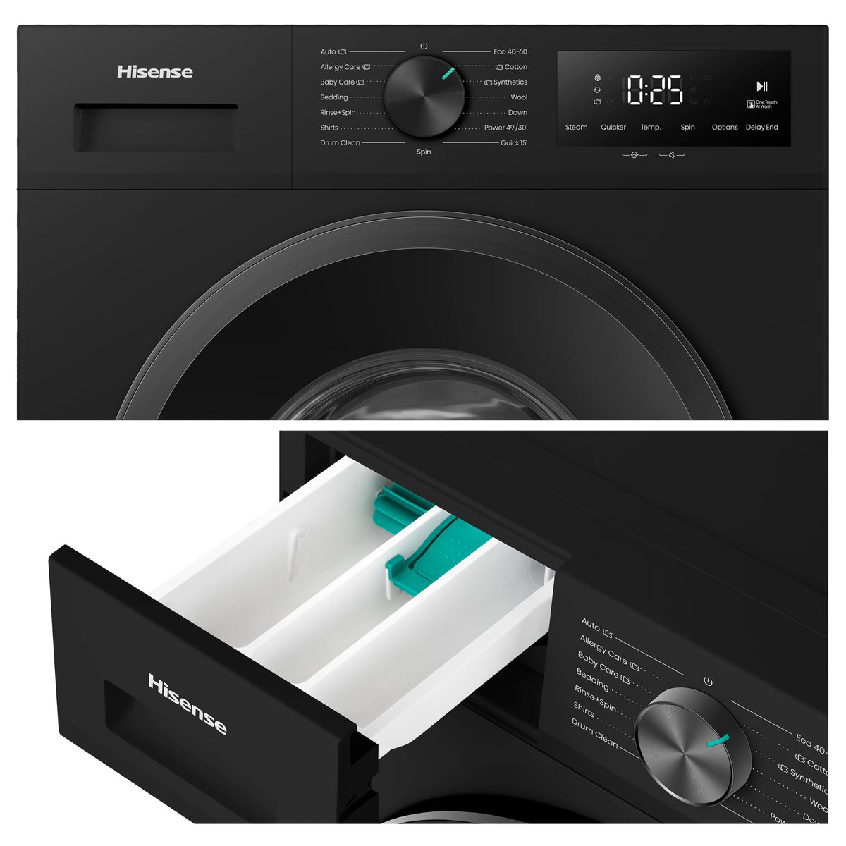 Hisense WF1G7021BW Freestanding 7 KG-Front Load Durable Inverter Washing Machine, Steam Wash-Quick Wash-15 Washing Programs-1200 RPM-White-Energy Rating B
