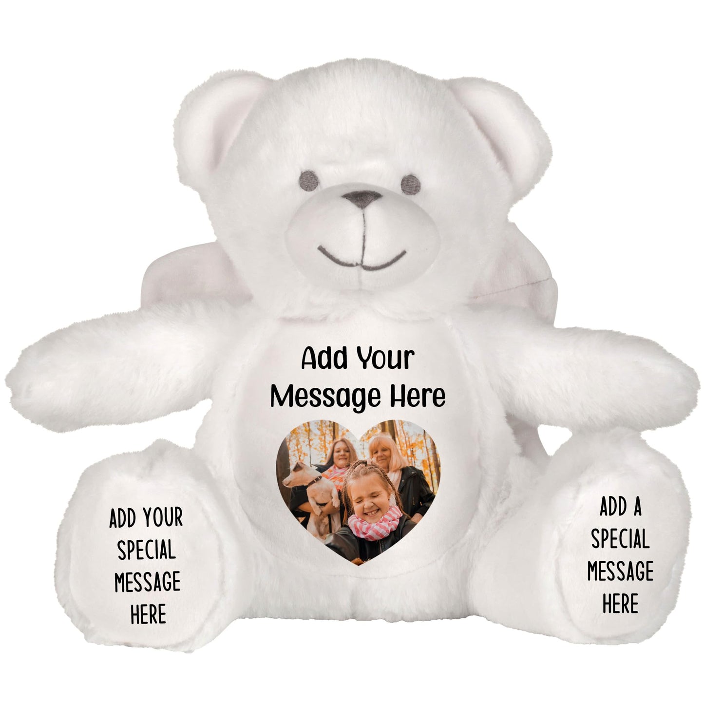 Personalised Photo Teddy Bear – Add Photo on Front & Text on Feet | 28 Styles | Custom Keepsake Gift for Baby, Sympathy, Birthday & More (Brown Teddy Bear)