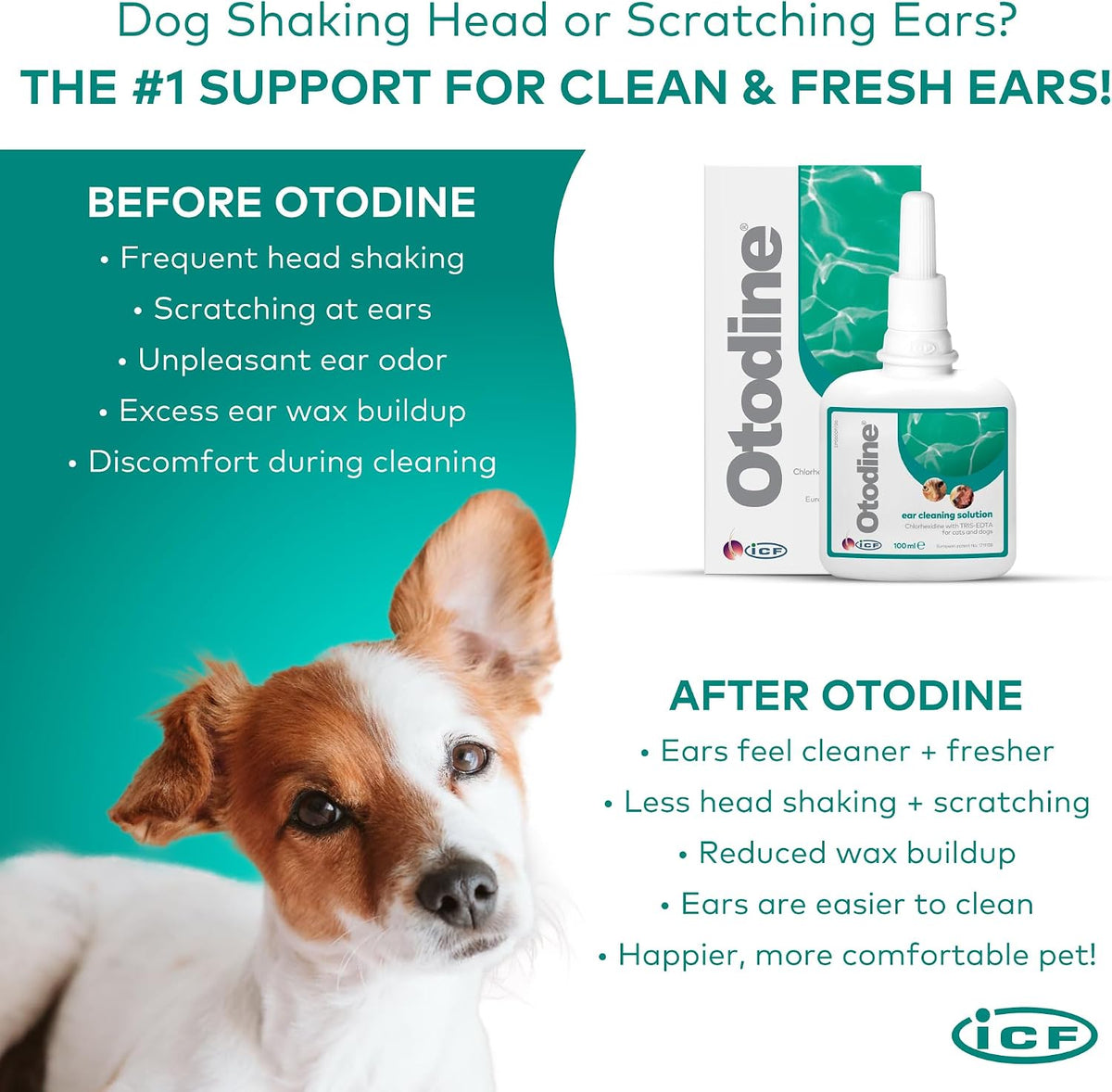 Otodine Dog & Cat Ear Cleaner, Ear Wash Solution for Wax & Odour, 100 ml