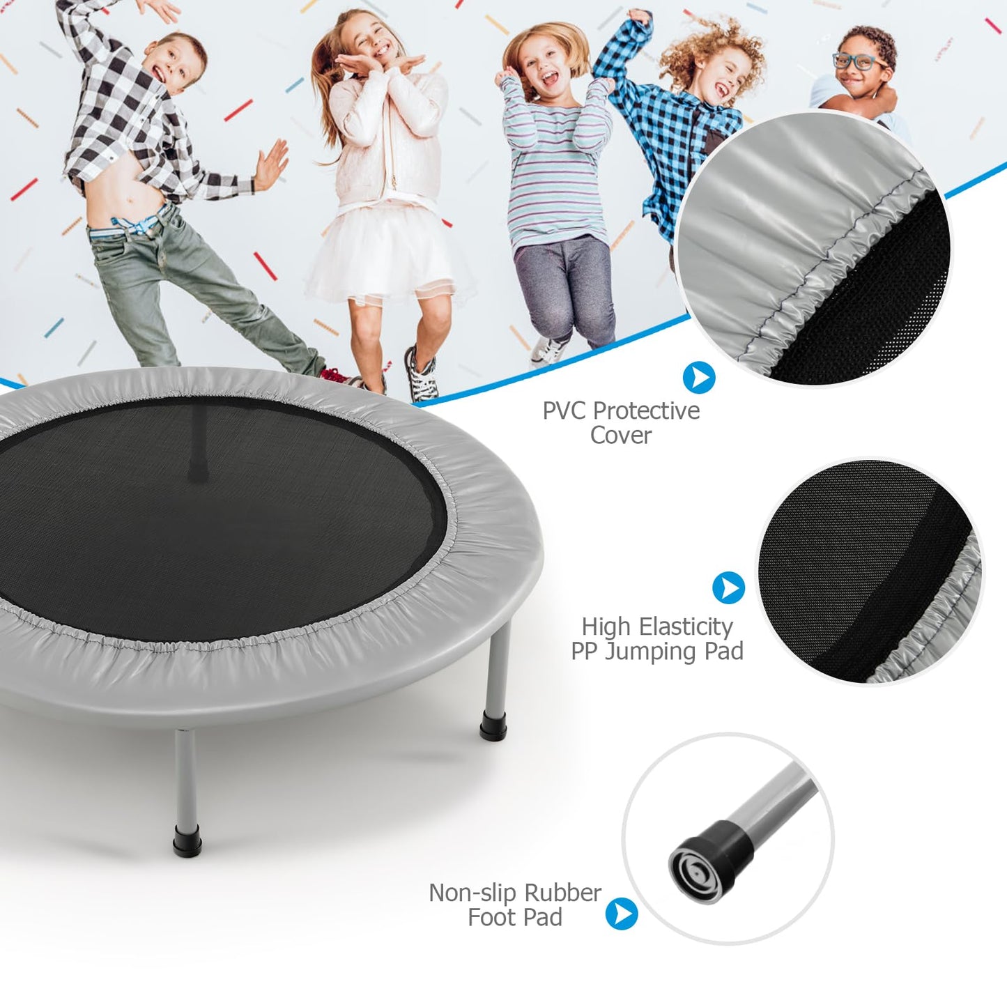 COSTWAY 38" Foldable Mini Fitness Trampoline with Carry Bag — Max 150 kg