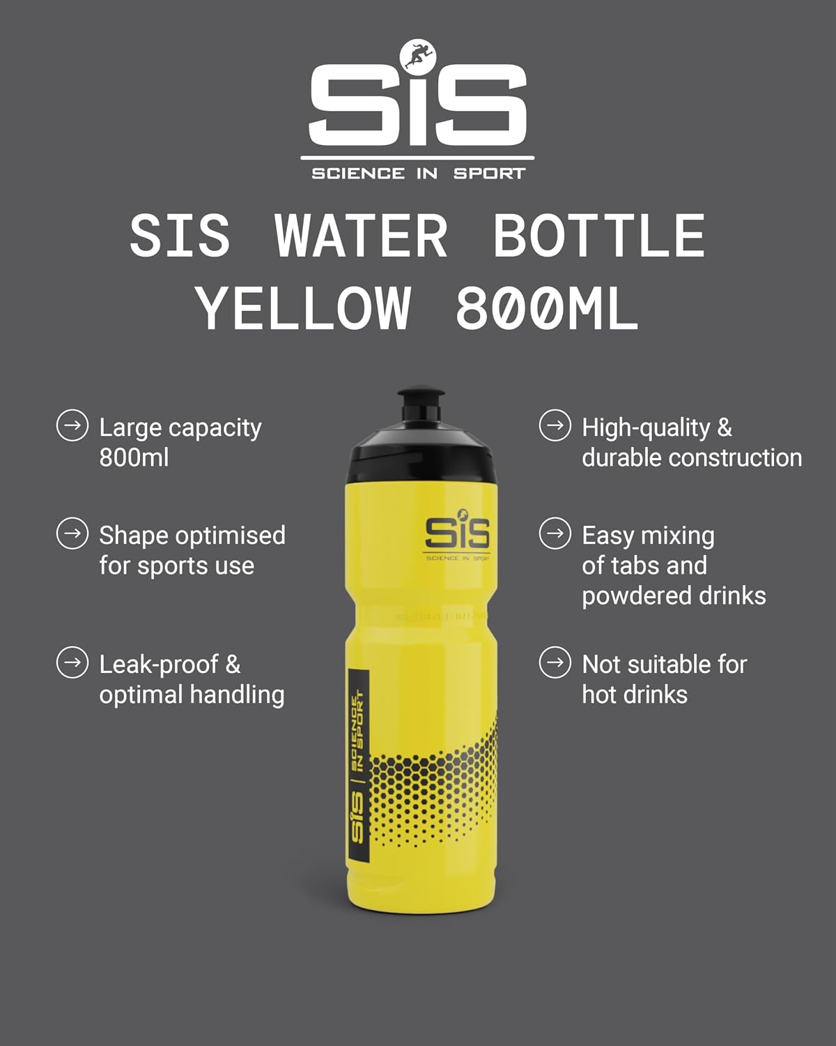 Science in Sport Sports Bottle, Yellow, 800ml