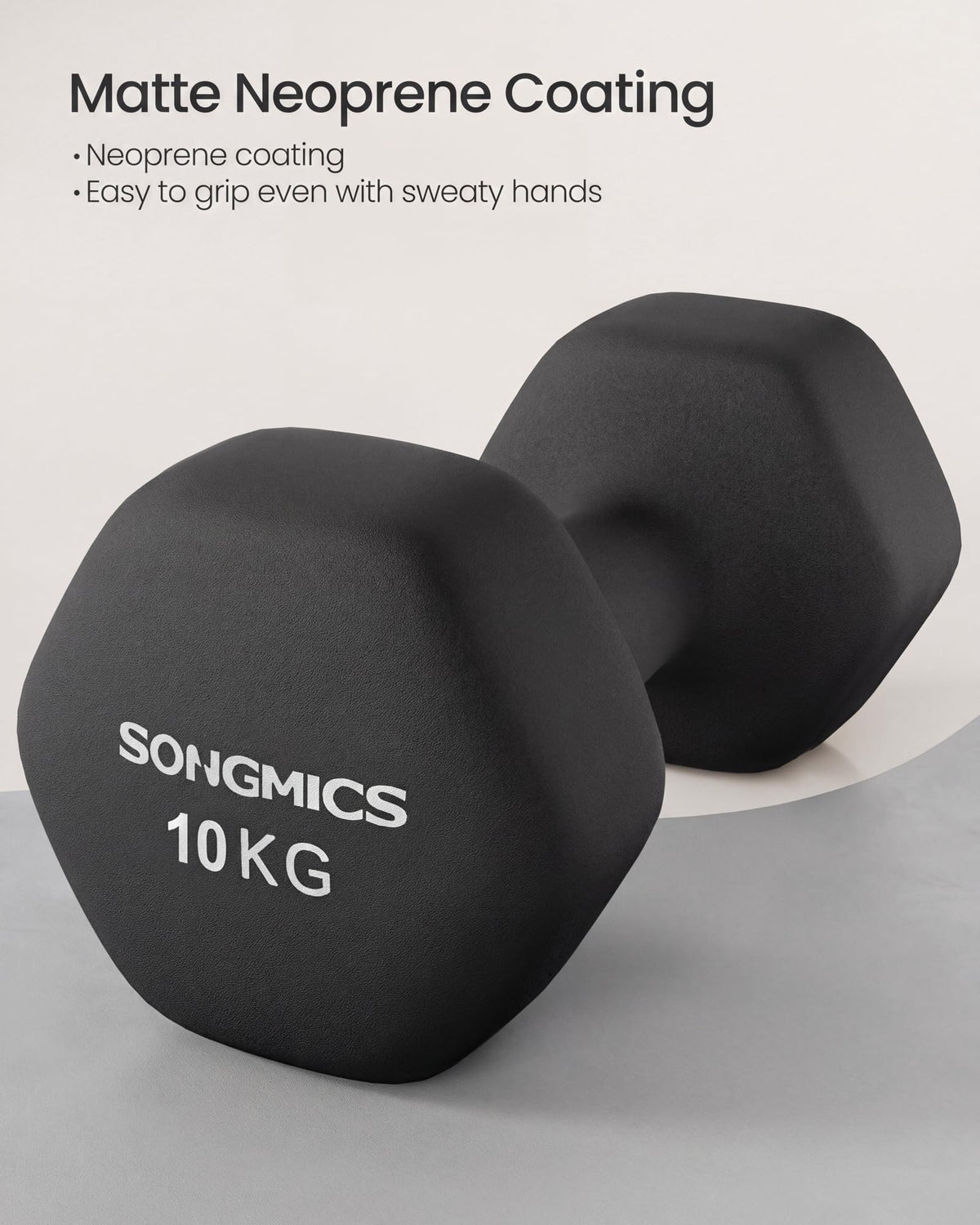 SONGMICS Set of 2 Hex Dumbbells with Neoprene Coating for Strength Training, Fitness, Home Workout