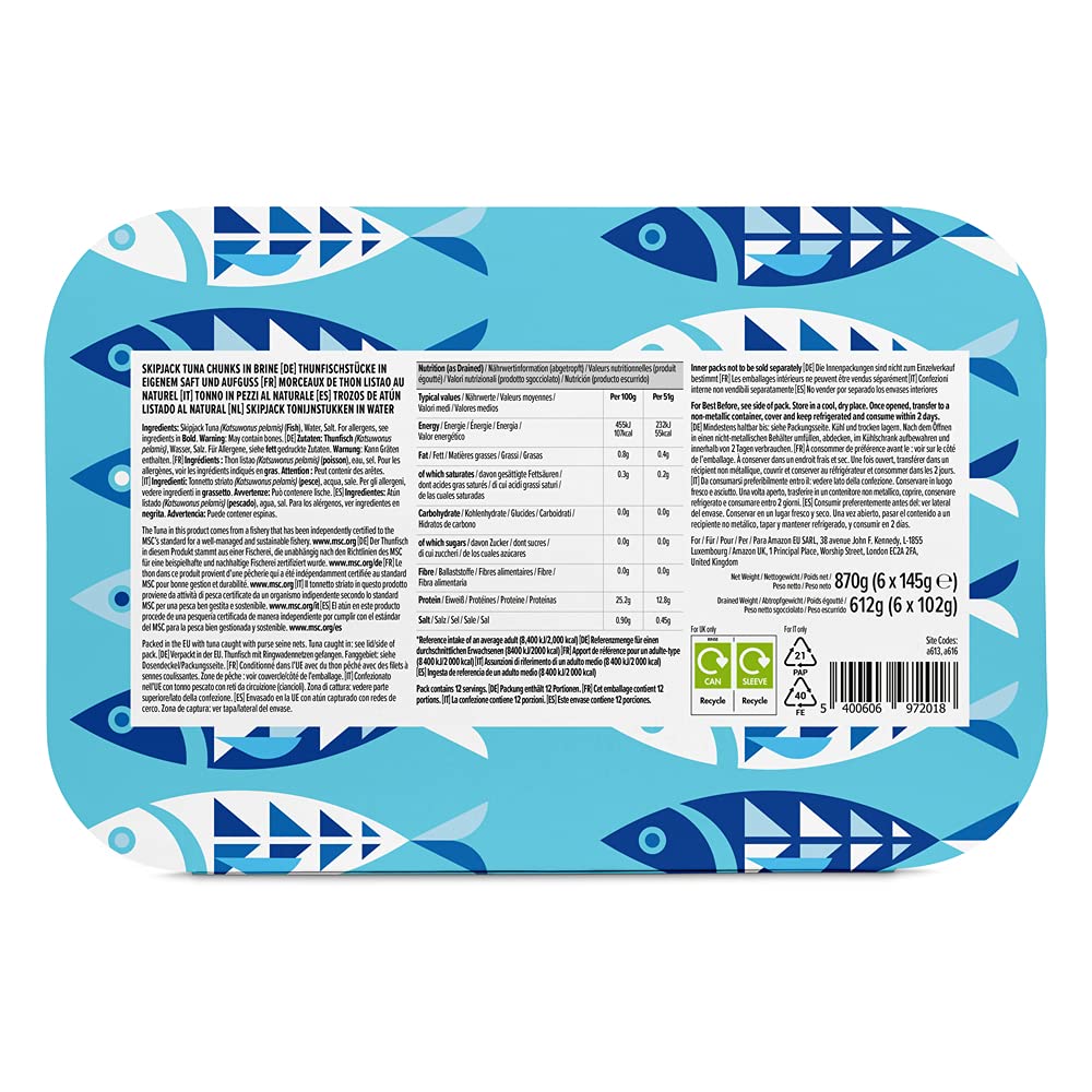 by Amazon MSC Skipjack Tuna Chunks in Spring Water, 4x145g