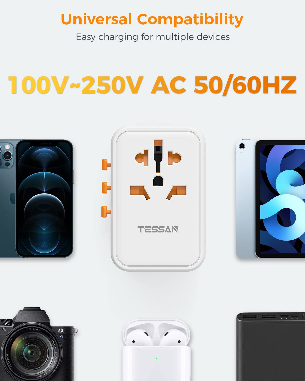 TESSAN Universal Travel Adapter Worldwide with 2 USB C for EU USA AU