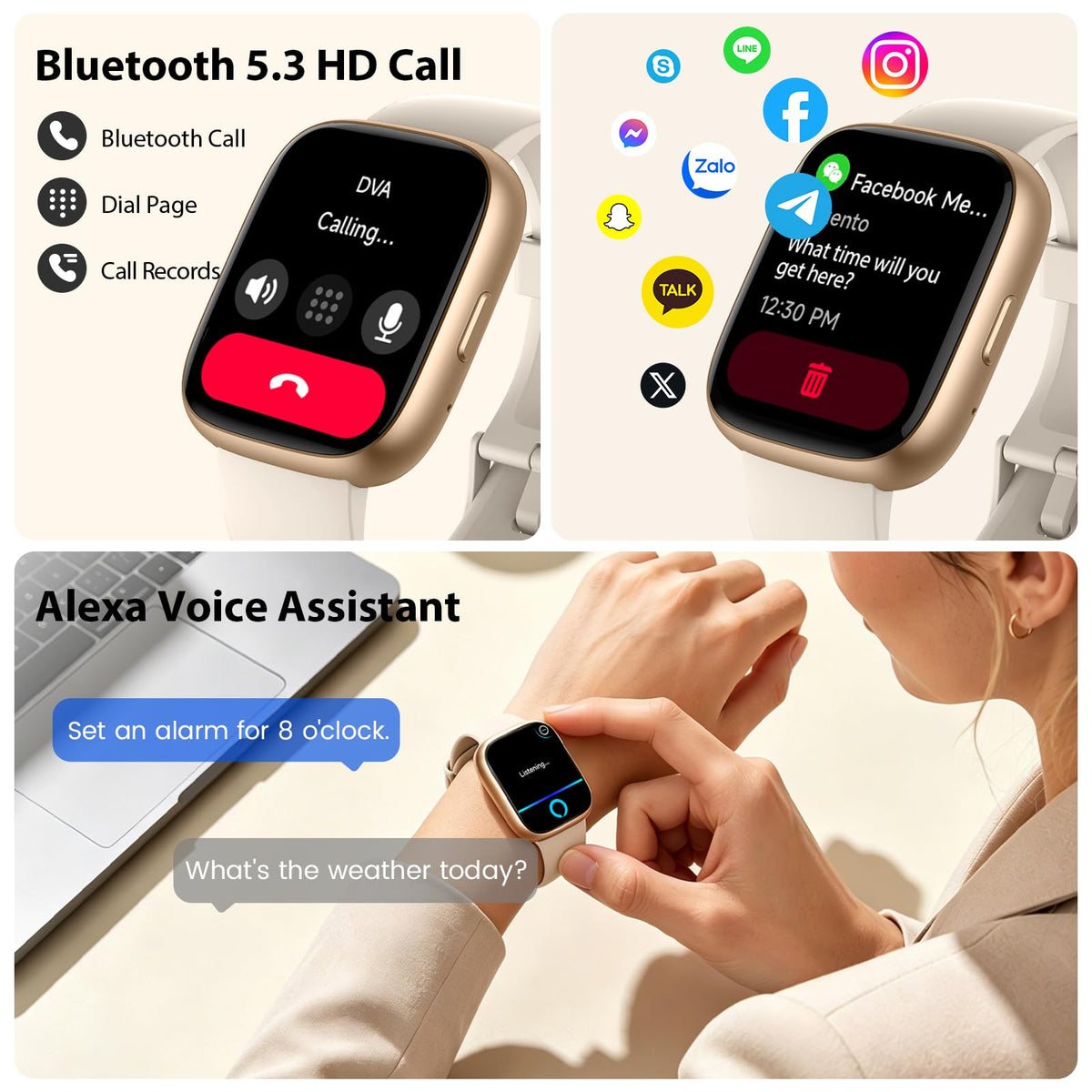 Cillso Smart Watch, Alexa Built-in, 1.83" Bluetooth Calling Fitness Watch
