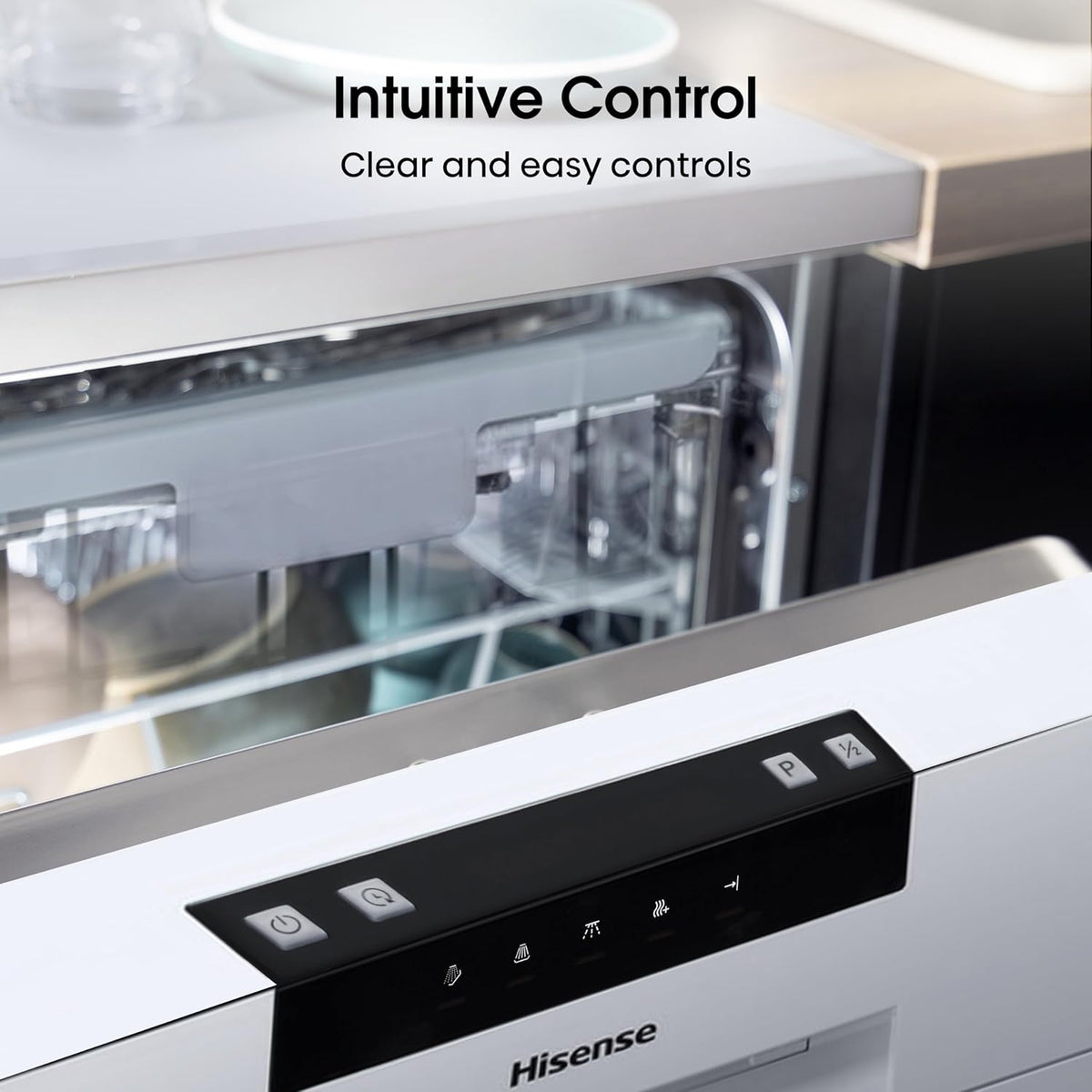 Hisense HS523E15WUK Slimline 10 Places Free Standing Dishwasher White with 30 Minutes Quick Wash [Energy Class E]