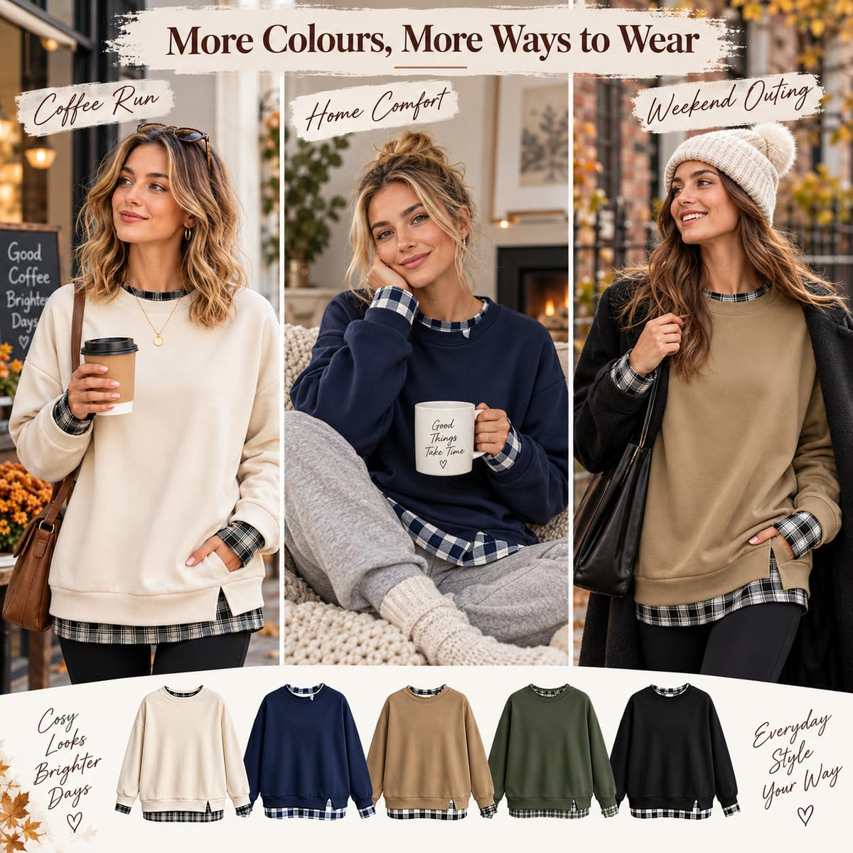 Hoodies For Women Uk Oversized Women's Jumpers Fleece-lined Womens Sweatshirt Winter Fleece Jacket Long Sleeve Ladies Tops Plus Size Fashion Christmas Jumper Sweaters Coats Autumn Women's Clothing